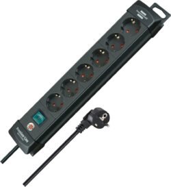 Home brennenstuhl premium line power strip with 6 sockets (3 m cable with switch, made in germany) black