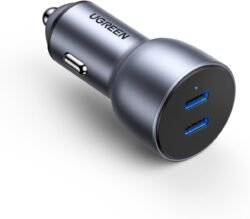 ugreen 70594 cd213 50w dual usb c pd fast car charger space grey