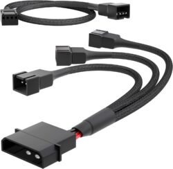 kabeldirekt 835 0.3m 2 pin molex 12v to 3 x 15cm fan y cable + 30cm pwm extension cable black