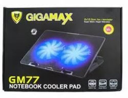 gigamax gm77 laptop cooler pad with super silent 2 fans and ergonomic design black